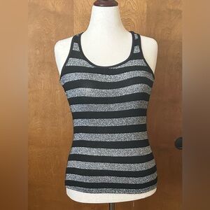 Striped Metallic Thread Knit Racerback Tank Top